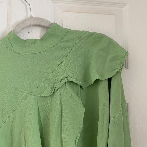 Pastel green long sleeve cascade mock neck top - Picture 14 of 16